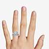 Bella Vaughan for Blue Nile Trinity Halo Diamond Engagement Ring in Platinum